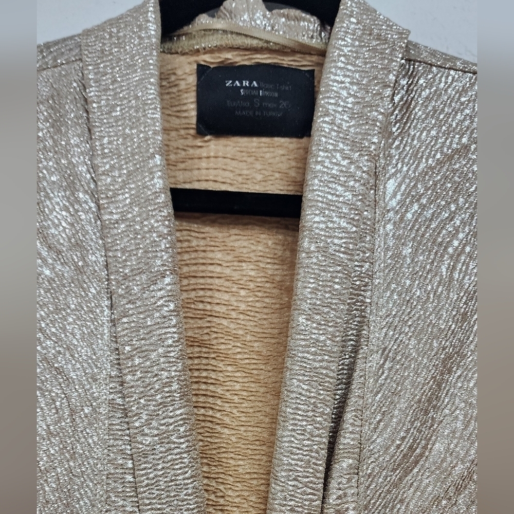 Zara Womens Special Edition Metallic Gold Cardigan Size S - Picture 7 of 9